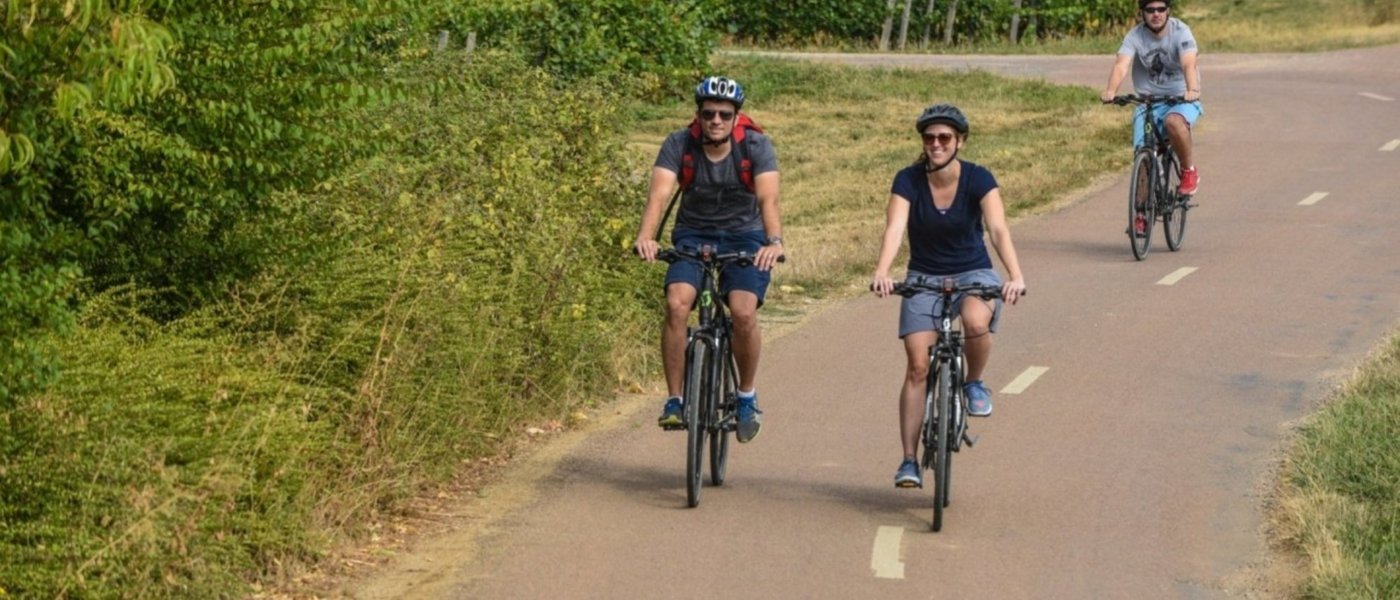 People riding bikes in Burgundy - Wine Paths