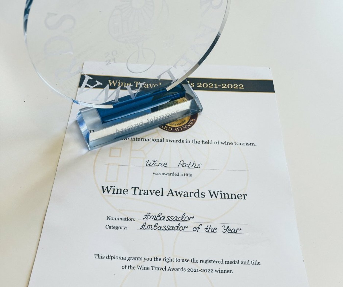 Wine Travel award