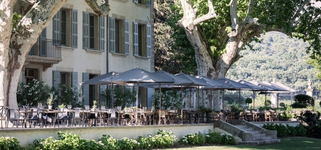 Outside terrace at Domaine de Fontenille - Wine Paths